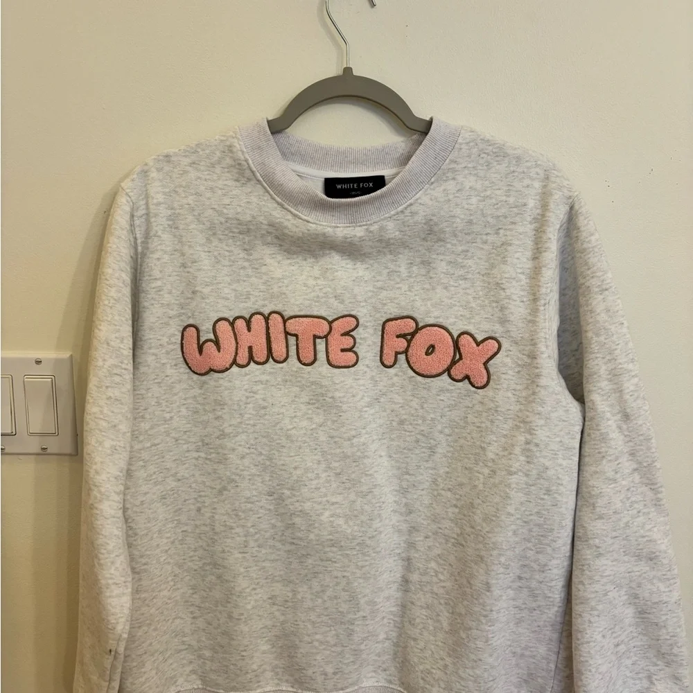 Sweet Treat White Fox Sweatshirt in Grey Marle - Picture 3 of 5